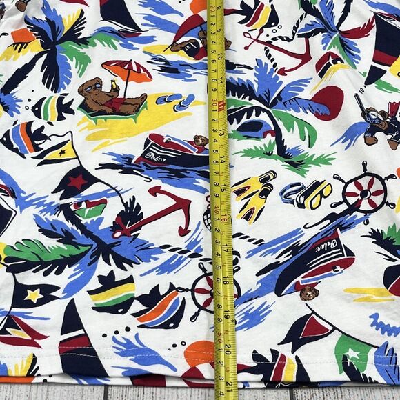 Polo Ralph Lauren Polo Shirt Bear Tropical Island Hoodie Long Sleeve Sz M 10-12 - Picture 8 of 8